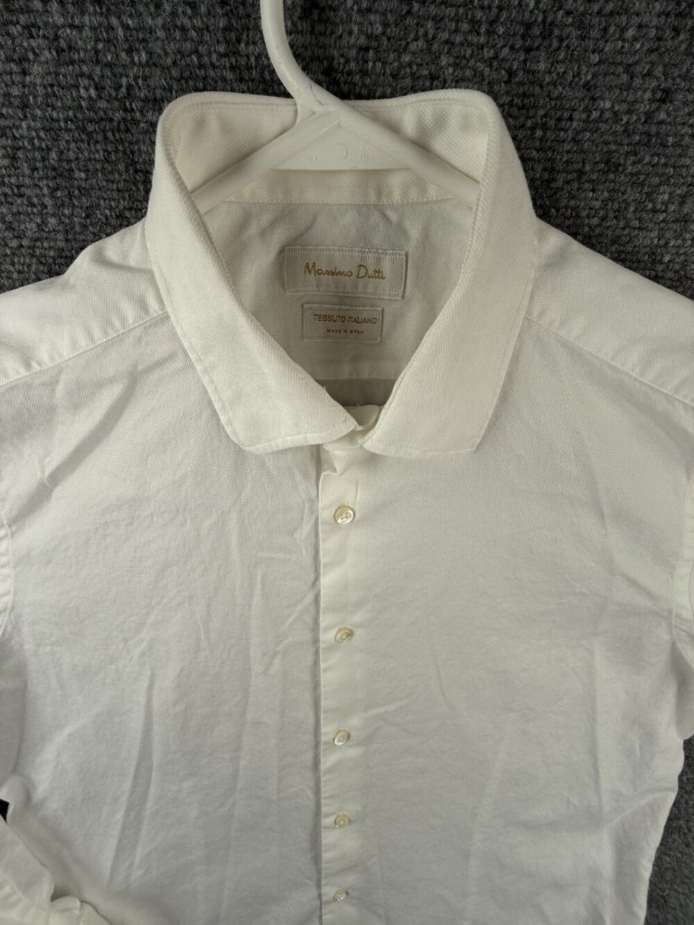 Massimo Dutti Button Up Shirt Long Sleeve Cotton Designer White French Cuff 17